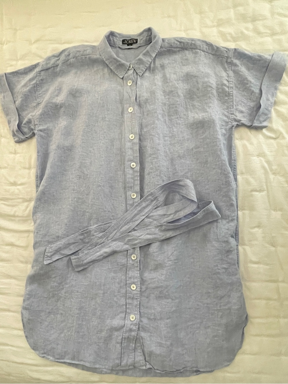 J.Crew Capitaine Light Blue Linen Tie-Waist Shirt Dress Women's XL - Picture 4 of 11